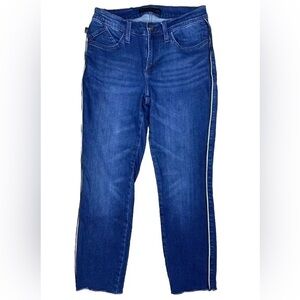 Rock & Republic Womens 6M Kashmiere Denim Jeans Cropped Raw Hem Stripe Stretch